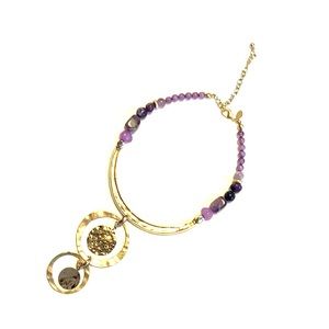 Statement necklace purple & gold-tone